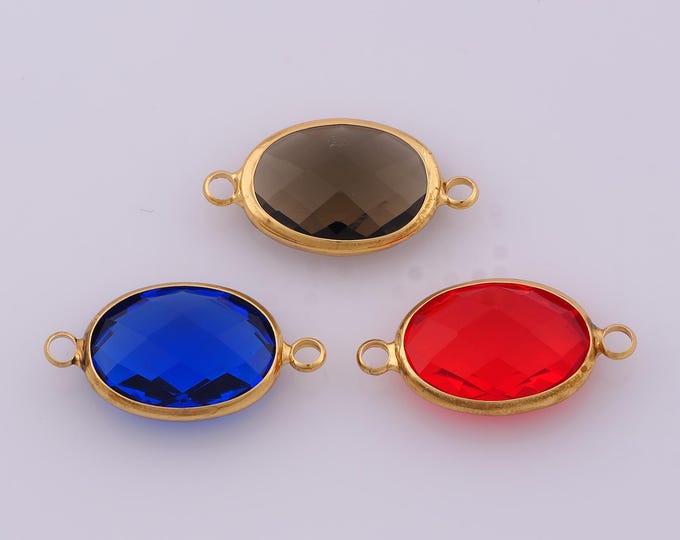 1 pcs Gold Oval Gemstone Connector,18K Gold Filled Oval Connector,DIY Bracelet Necklace Jewelry Making Findings Supply