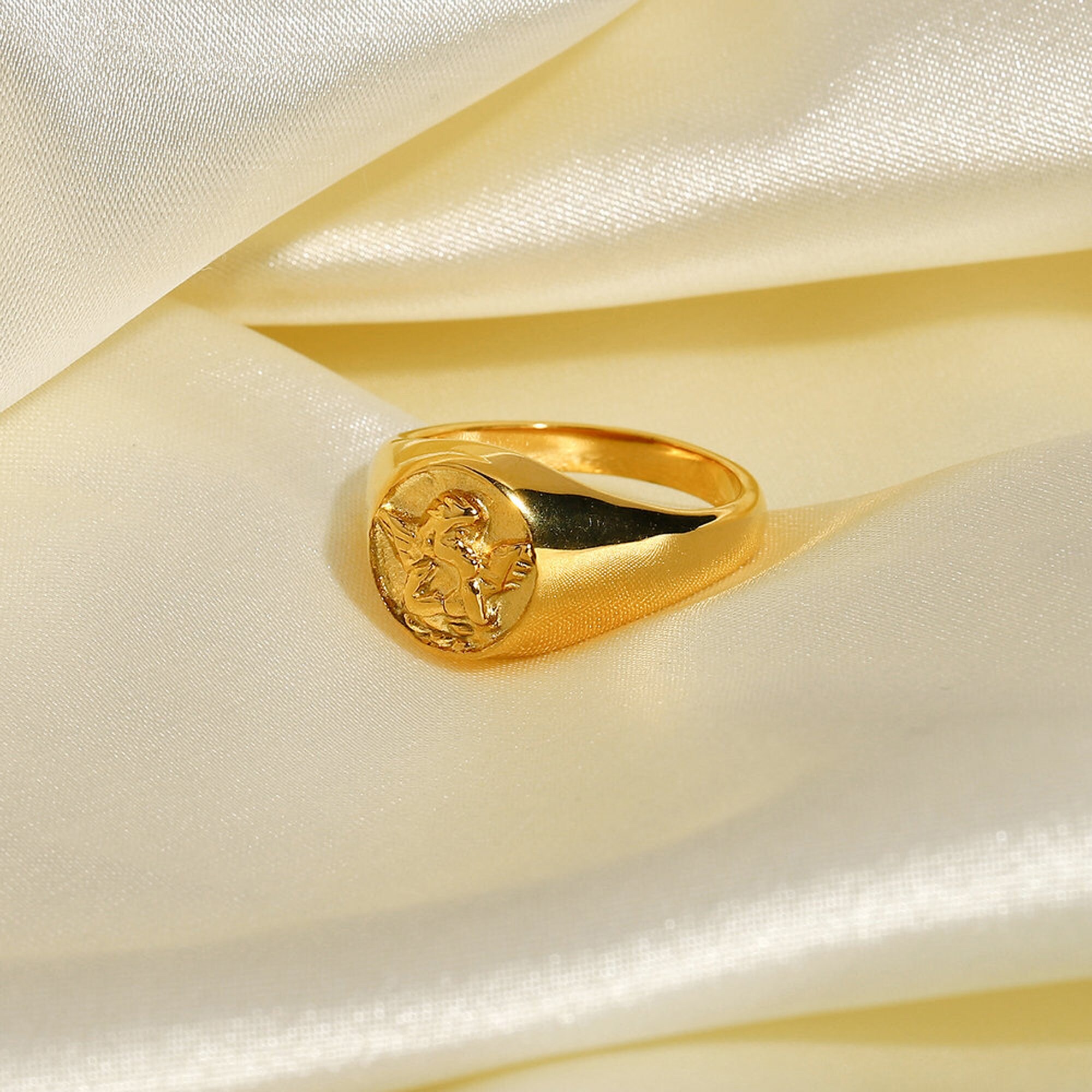 Angel Gold Gold Ring/statement Ring/pinky Ring