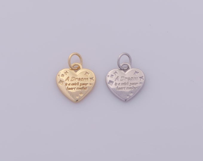 1 pcs Gold Heart Pendant,18K Gold Filled Love Charm,Letter Charms DIY Bracelet Necklace Jewelry Making Findings Supply