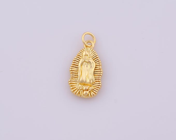 1 pcs Gold Virgin Mary Pendant,18K Gold Filled Religion Charm,Catholic Charms DIY Bracelet Necklace Jewelry Making Findings Supply