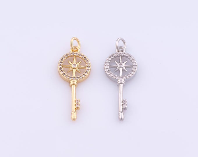 1 pcs Gold CZ Polaris Pendant,18K Gold Filled Starburst Charm,Key Charms DIY Bracelet Necklace Jewelry Making Findings Supply