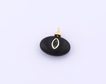 1 pcs Gold Energy Stone Pendant,18K Gold Filled Natural Stone Charm,Black Onyx Charms DIY Bracelet Necklace Jewelry Making Findings Supply