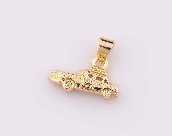 1 pcs Gold Taxi Pendant,18K Gold Filled Taxi Charm,Taxi Charm DIY Bracelet Necklace Jewelry Making Findings Supply