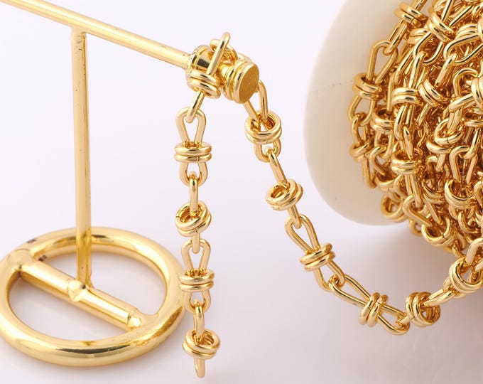 1 Meter Gold Figure 8 Chain, 18K Gold Filled Semi Finished Chain, Specialty Chains, DIY Jewelry Making Supplies