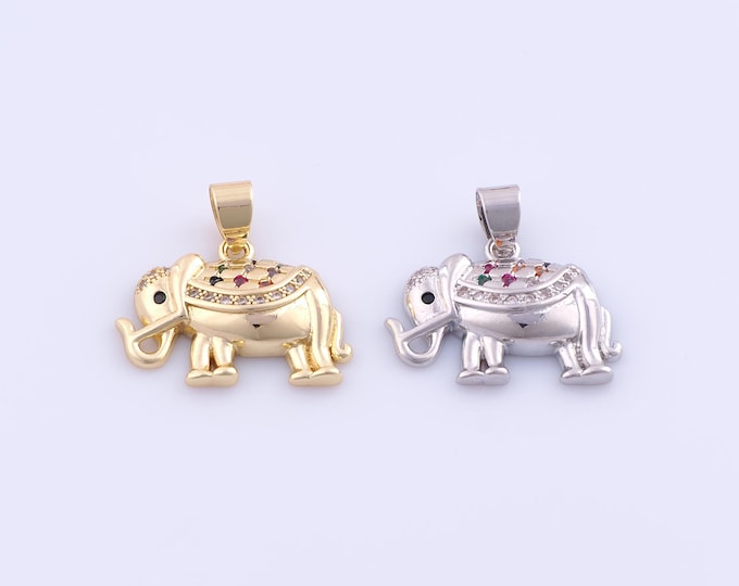 1 pcs Gold CZ Elephant Pendant,18K Gold Filled Animal Charm,Elephant Charms DIY Bracelet Necklace Jewelry Making Findings Supply