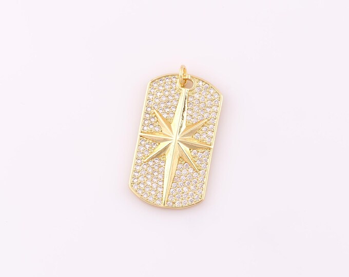 1 pcs Gold CZ North Star Pendant,18K Gold Filled Polaris Charm,North Star Charm DIY Bracelet Necklace Jewelry Making Findings Supply