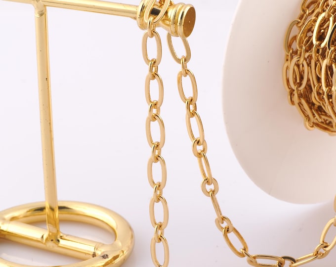 1 Meter Gold Cable Chain, 18K Gold Filled Semi Finished Chain, Specialty Chains, DIY Jewelry Making Supplies