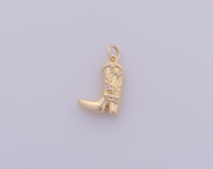 1 pcs Gold CZ High Heel Boots Pendant,18K Gold Filled Gold Heart Charm,Boots Charms DIY Bracelet Necklace Jewelry Making Findings Supply