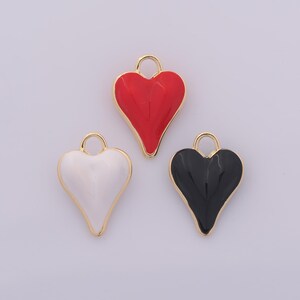 1 Stück Gold Emaille Puffed Herz Anhänger, 18K Gold gefüllt Liebe Charme, Herz Charms DIY Armband Halskette Schmuck machen Erkenntnisse Versorgung