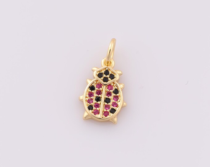 1 pcs Gold CZ Insect Pendant,18K Gold Filled Insect Charm,Insect Charm DIY Bracelet Necklace Jewelry Making Findings Supply