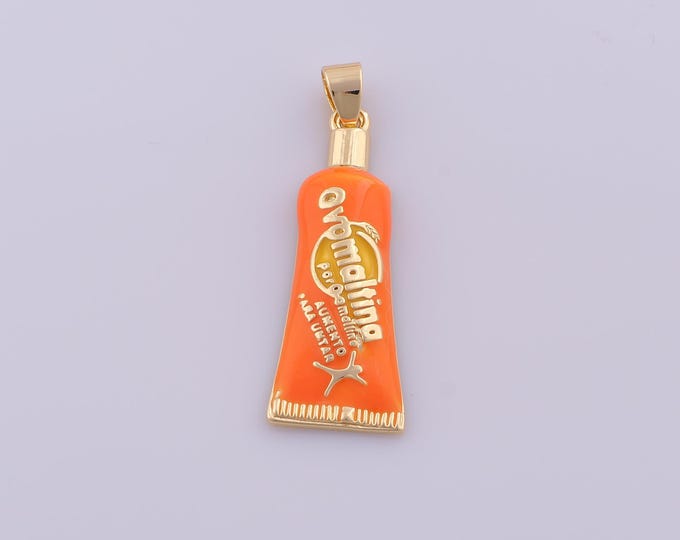 1 pcs Gold Enamel Toothpaste Pendant,18K Gold Filled Toothpaste Charm,Toothpaste Charms DIY Bracelet Necklace Jewelry Making Findings Supply