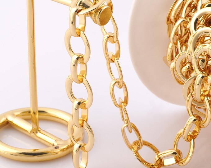 1 Meter Gold Rolo Chain, 18K Gold Filled Semi Finished Chain, Specialty Chains, DIY Jewelry Making Supplies