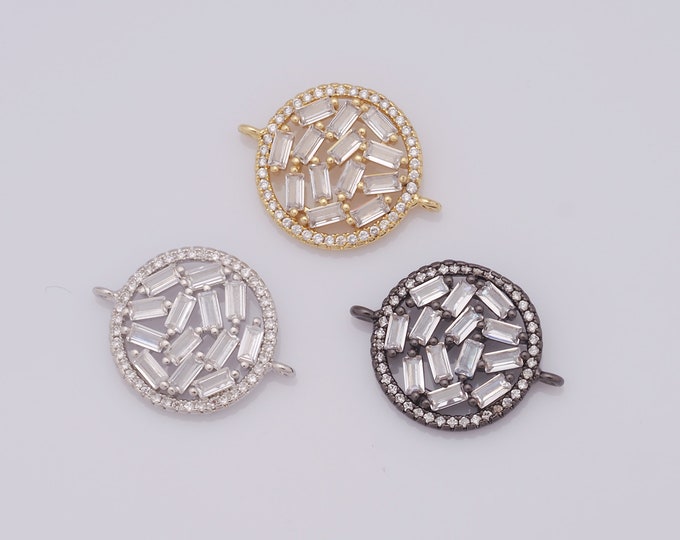 1 pcs Gold Round Connector,18K Gold Filled CZ Round Connector,Round Connector DIY Bracelet Necklace Jewelry Making Findings Supply