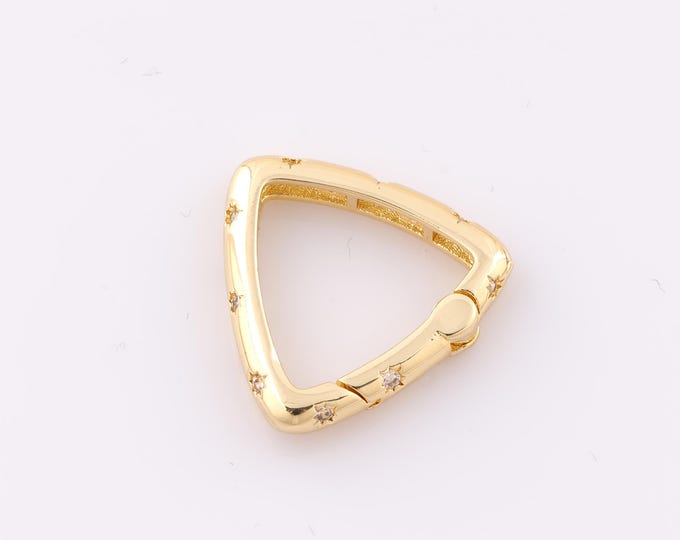 1 pcs Gold Push Door Clasp,18K Gold Filled Triangle Clasp,Snap Clasp for DIY Bracelet Necklace Jewelry Making Findings Supply