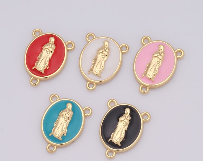1 pcs Gold Virgin Mary Pendant,18K Gold Filled Enamel Religion Charm,Catholic Charm DIY Bracelet Necklace Jewelry Making Findings Supply