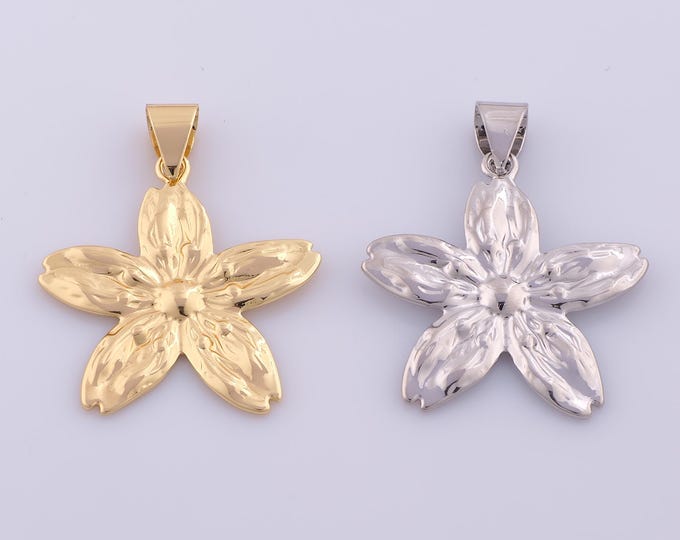1 pcs Gold Flower Pendant,18K Gold Filled Flower Charm,Flower Charms DIY Bracelet Necklace Jewelry Making Findings Supply