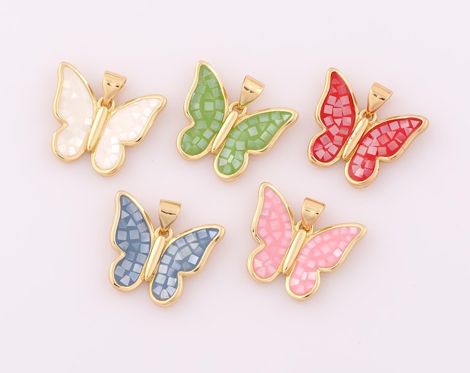 1 pcs Gold Butterfly Pendant,18K Gold Filled Butterfly Charm,Butterfly Charm DIY Bracelet Necklace Jewelry Making Findings Supply