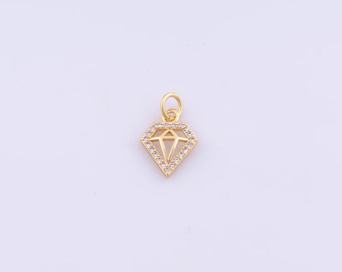 1 pcs Gold CZ Diamonds Pendant,18K Gold Filled Diamonds Charm,Diamonds Charms DIY Bracelet Necklace Jewelry Making Findings Supply