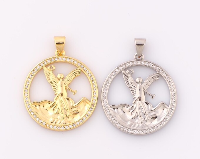 1 pcs Gold CZ Angel Pendant,18K Gold Filled Angel Charm,Angel Charm DIY Bracelet Necklace Jewelry Making Findings Supply