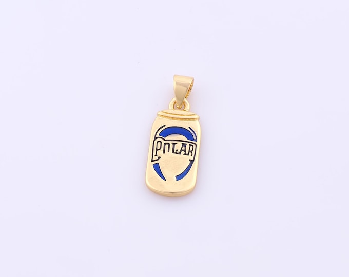 1 pcs Gold Enamel Soda Pop Bottle Pendant,18K Gold Filled Beverage Charm,Bottle Charms DIY Bracelet Necklace Jewelry Making Findings Supply