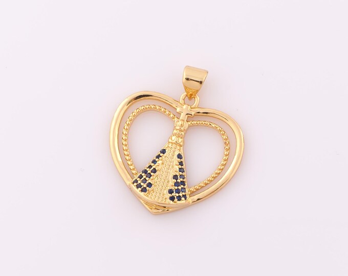 1 pcs Gold CZ Pope Pendant,18K Gold Filled Religion Charm,Heart Charm DIY Bracelet Necklace Jewelry Making Findings Supply