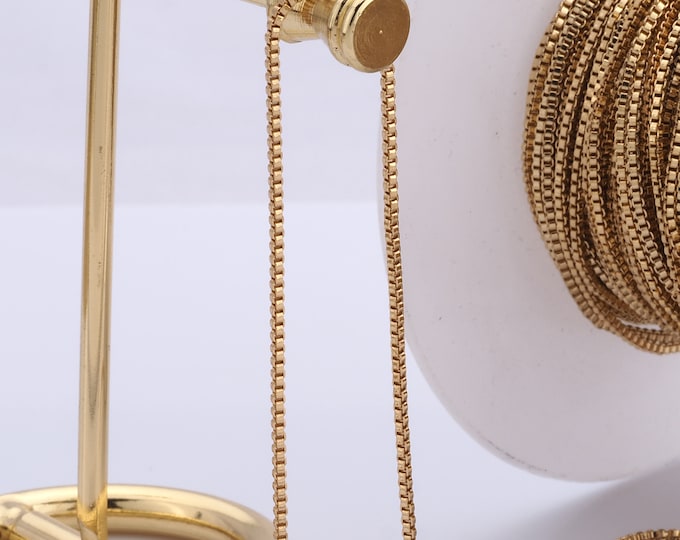 1 Meter Gold Box Chain, 18K Gold Filled Semi Finished Chain, Specialty Chains, DIY Jewelry Making Supplies