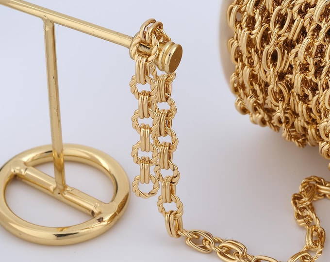 1 Meter Gold Round Chain, 18K Gold Filled Semi Finished Chain,Twist Chains Specialty Chains, DIY Jewelry Making Supplies