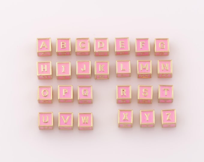 1 pcs 18K Gold Filled Initial Spacer Beads,Enamel Beads,Alphabet Beads for DIY Jewelry Making Findings Supply