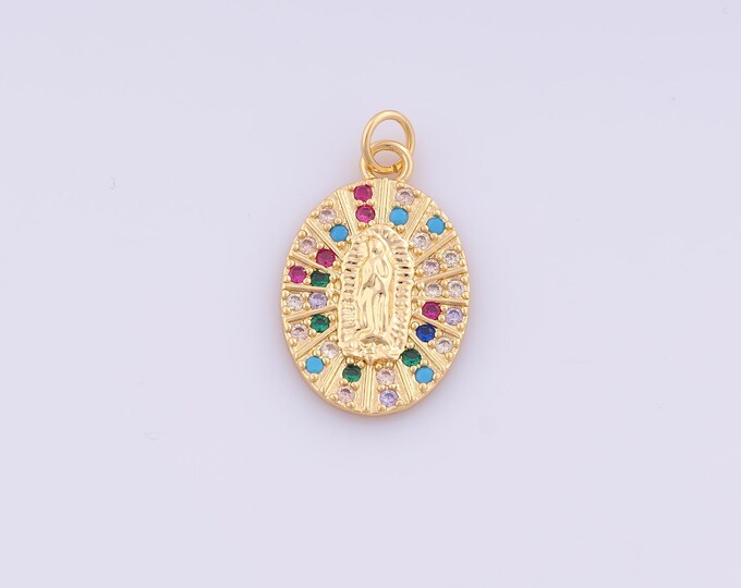 1 pcs Gold CZ Virgin Mary Pendant,18K Gold Filled Religious Charm,Catholic Charms DIY Bracelet Necklace Jewelry Making Findings Supply