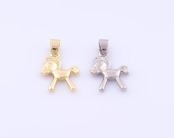 1 pcs Gold Horse Pendant,18K Gold Filled Animal Charm,Horse Charms DIY Bracelet Necklace Jewelry Making Findings Supply