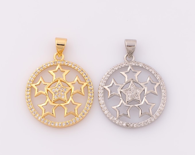1 pcs Gold CZ Star Pendant,18K Gold Filled Star Charm,Star Charm DIY Bracelet Necklace Jewelry Making Findings Supply