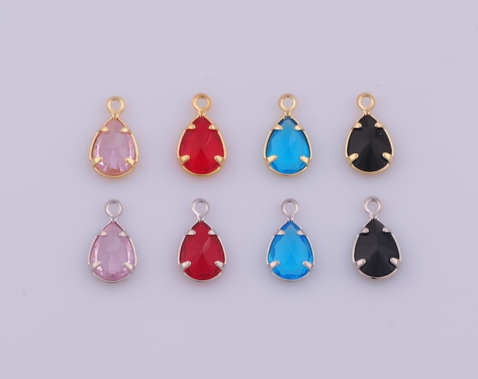 1 pcs Gold CZ Water Drop Pendant,18K Gold Filled Tear Drop Charm,Water Drop Charms DIY Bracelet Necklace Jewelry Making Findings Supply