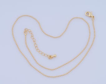 1 Str Thin Gold Beads Necklace,Chains Necklace 18K Gold Filled Ball Necklace, Adjustable Necklace, Gift for Her,Length 39+6cm Width 1.1mm