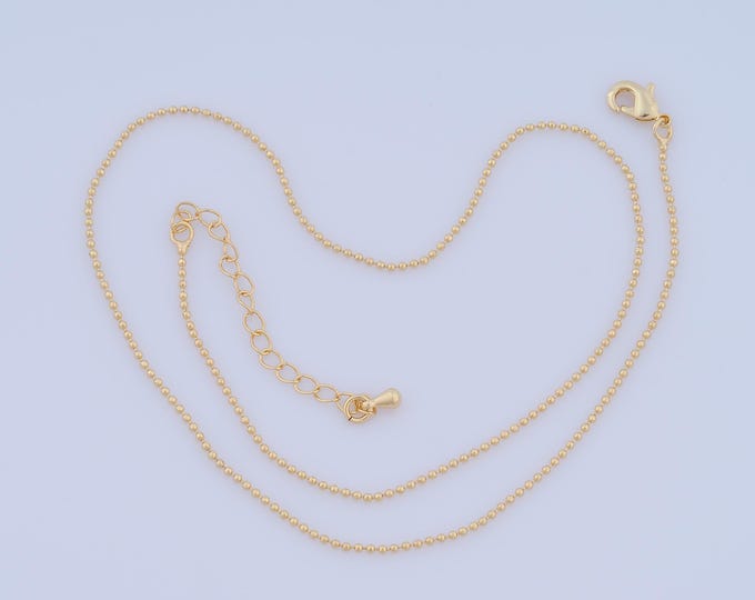 1 Str Thin Gold Beads Necklace,Chains Necklace 18K Gold Filled Ball Necklace, Adjustable Necklace, Gift for Her,Length 39+6cm Width 1.1mm
