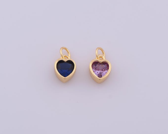1 pcs Gold CZ Heart Pendant,18K Gold Filled Love Charm,Heart Charms DIY Bracelet Necklace Jewelry Making Findings Supply