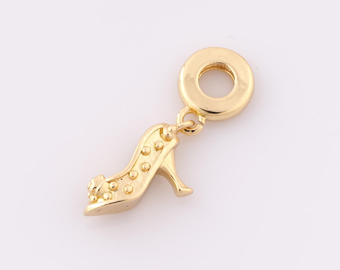 1 pcs Gold High Heels Pendant,18K Gold Filled Bow Charm,Minimalist Charm DIY Bracelet Necklace Jewelry Making Findings Supply