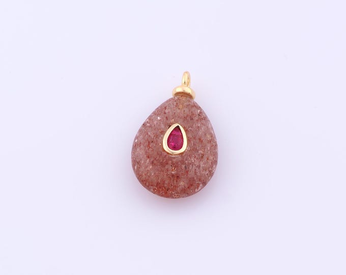 1 pcs Gold Energy Stone Pendant,18K Gold Filled Natural Stone Charm,Stone Charms DIY Bracelet Necklace Jewelry Making Findings Supply
