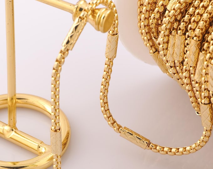 1 Meter Gold Box Chain, 18K Gold Filled Semi Finished Chain, Specialty Chains, DIY Jewelry Making Supplies