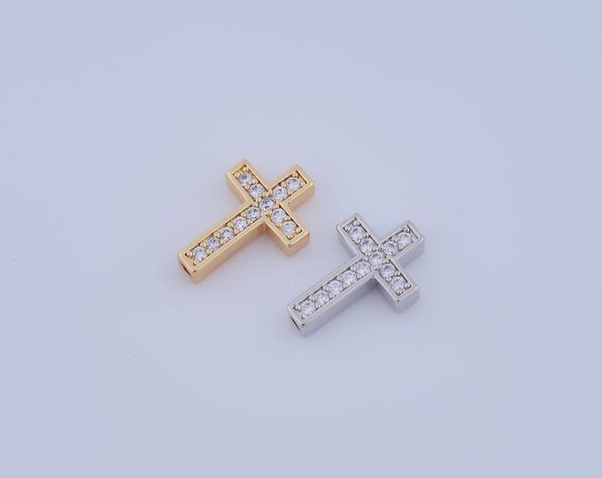1 pcs 18K Gold Filled Cross Spacer Beads,Religion Beads,Christian Beads for DIY Jewelry Making Findings Supply