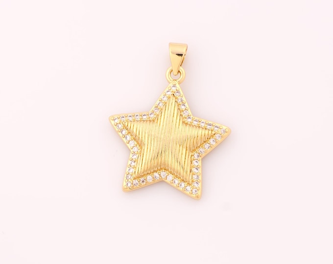 1 pcs Gold Star Pendant,18K Gold Filled Celestial Charm,CZ Star Charms DIY Bracelet Necklace Jewelry Making Findings Supply