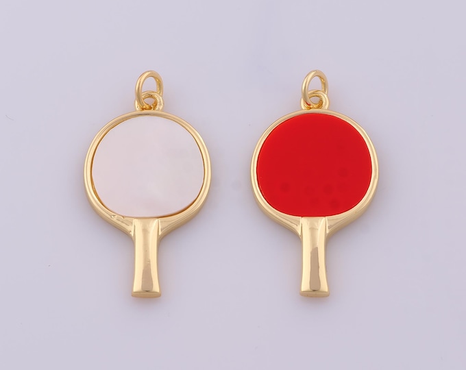 1 pcs Gold Fritillaria Racket Pendant,18K Gold Filled Sports Charm,Racket Charms DIY Bracelet Necklace Jewelry Making Findings Supply