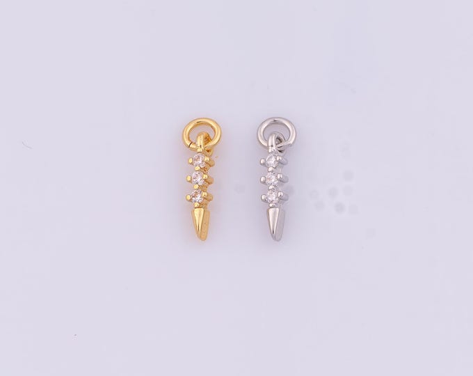 1 pcs Gold CZ Spike Pendant,18K Gold Filled Spike Charm,Spike Charms DIY Necklace Jewelry Making Findings Supply