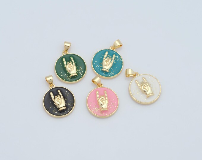 1 pcs Gold Gesture Pendant,18K Gold Filled Gesture Charm,Gesture Charm DIY Bracelet Necklace Jewelry Making Findings Supply