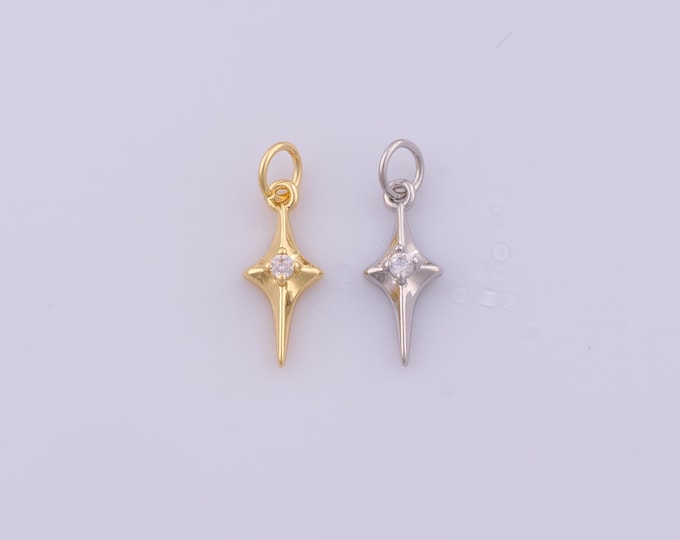 1 pcs Gold CZ Star Pendant,18K Gold Filled Celestial Charm,Starburst Charms DIY Bracelet Necklace Jewelry Making Findings Supply