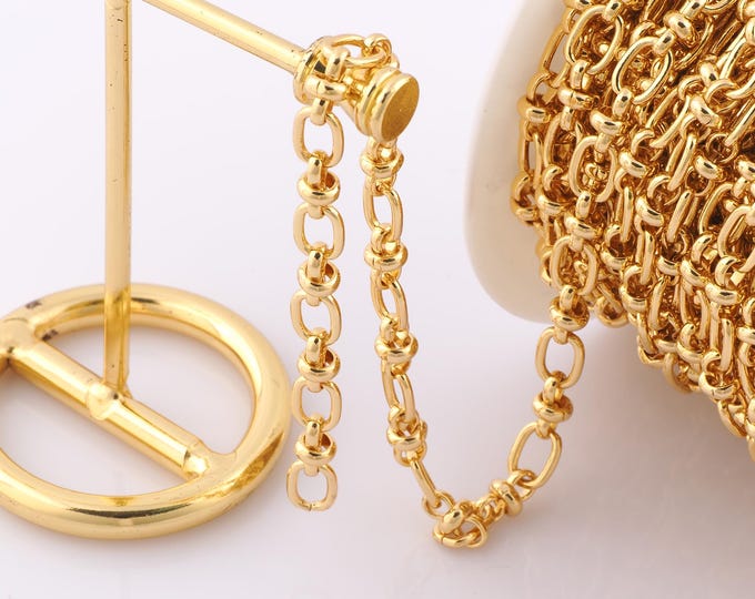 1 Meter Gold Figure 8 Chain, 18K Gold Filled Semi Finished Chain, Specialty Chains, DIY Jewelry Making Supplies