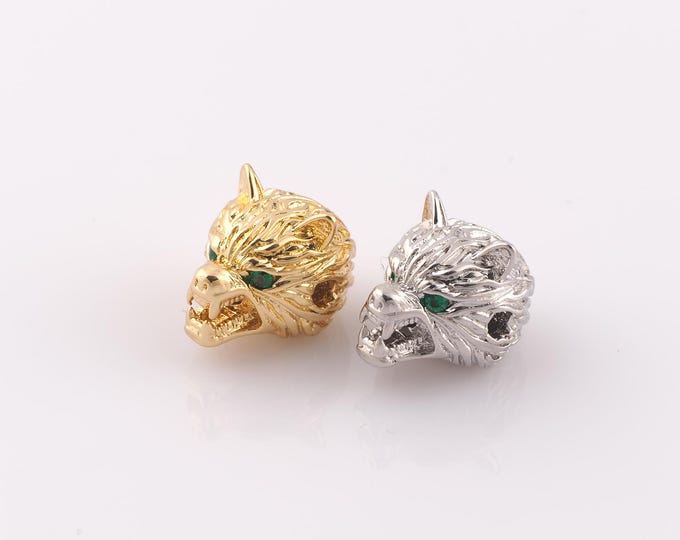 1 pcs 18K Gold Filled Wolf Spacer Beads,Wolf Beads,Wolf Beads for DIY Jewelry Making Findings Supply
