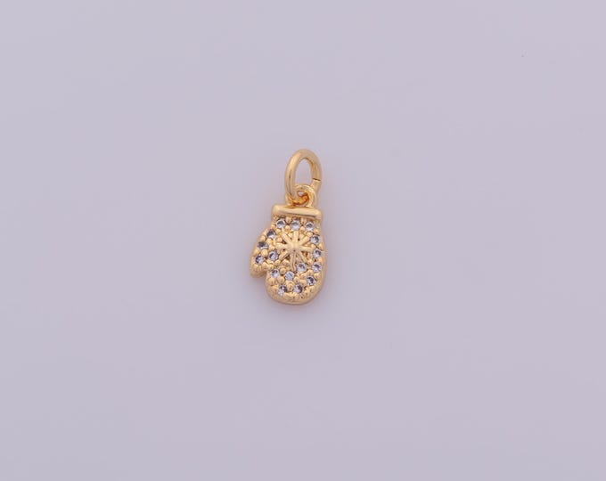 1 pcs Gold CZ Glove Pendant,18K Gold Filled Glove Charm,Glove Charms DIY Bracelet Necklace Jewelry Making Findings Supply