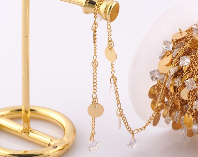 1 Meter Gold Round Chain, 18K Gold Filled Semi Finished Chain, Specialty Chains, DIY Jewelry Making Supplies