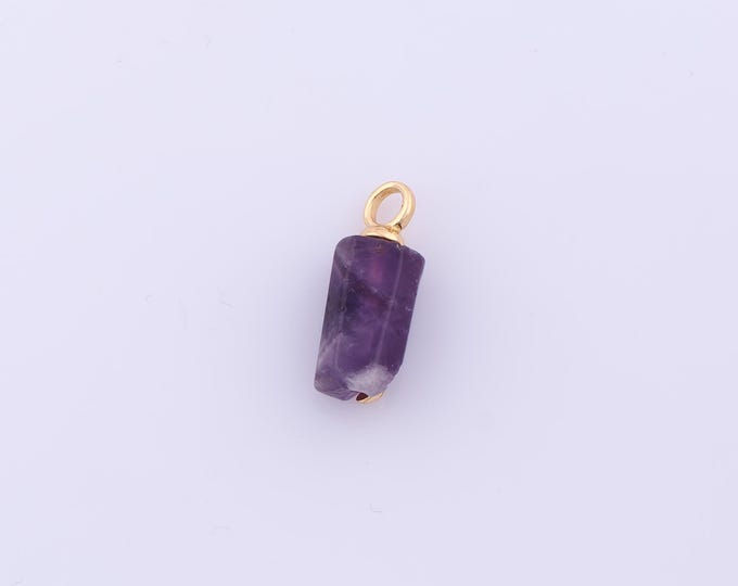 1 pcs Gold Energy Stone Pendant,18K Gold Filled Natural Stone Charm,Stone Charms DIY Bracelet Necklace Jewelry Making Findings Supply