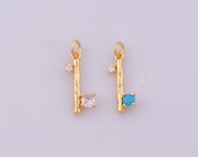 1 pcs Gold CZ Stick Pendant,18K Gold Filled Stick Charm,Stick Charms DIY Bracelet Necklace Jewelry Making Findings Supply